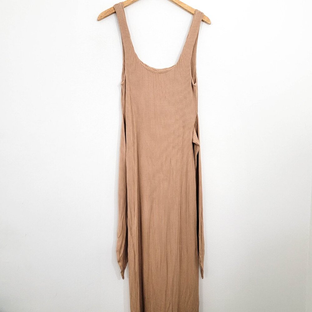 Reformation Hosby Ribbed Midi Dress in Buff Tan XL - Picture 5 of 10